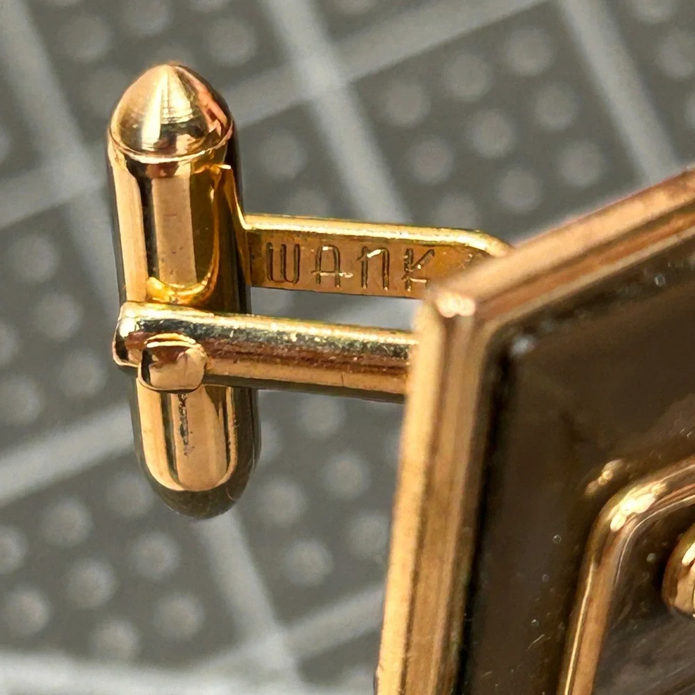 Swank Vintage Gold‎ Tone Mother of Pearl Square Spiral Cufflinks MCM Geometric